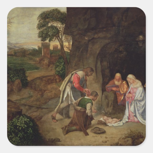 Adoration of the Shepherds, 1510 Square Sticker (Front)