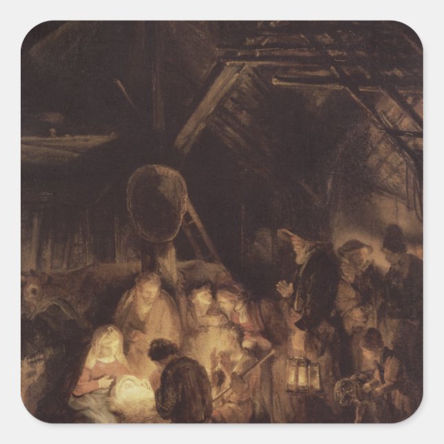 Adoration of the Shepherds, 1646 Square Sticker (Front)