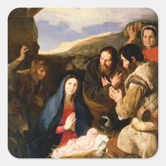 Adoration of the Shepherds, 1650 Square Sticker (Front)