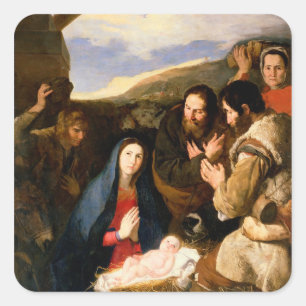Adoration of the Shepherds, 1650 Square Sticker
