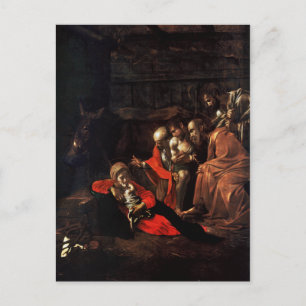 Adoration of the Shepherds by Caravaggio (1609) Postcard