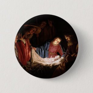 Adoration of the Shepherds by Gerard van Honthorst 6 Cm Round Badge