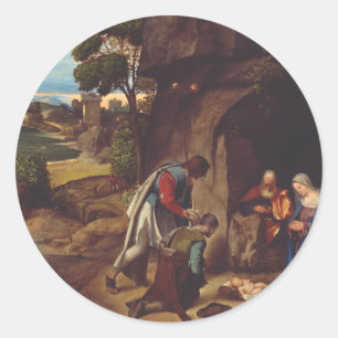 Adoration of the Shepherds by Giorgione Classic Round Sticker