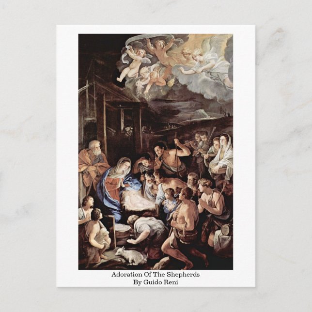 Adoration Of The Shepherds By Guido Reni Postcard (Front)