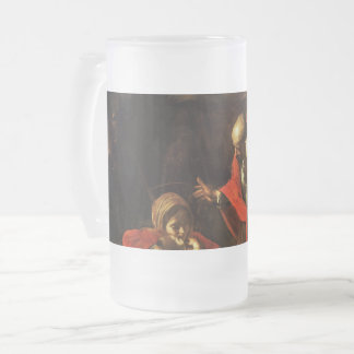 Adoration of the Shepherds (Caravaggio) Frosted Glass Beer Mug