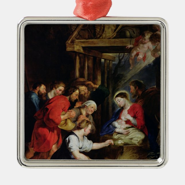 Adoration of the Shepherds Metal Tree Decoration (Front)