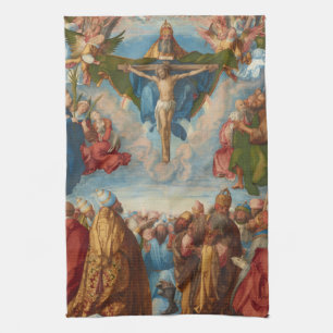 Adoration of the Trinity, detail by Albrecht Durer Tea Towel