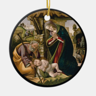 Adoration with Joseph, Mary and Baby Jesus Ceramic Tree Decoration