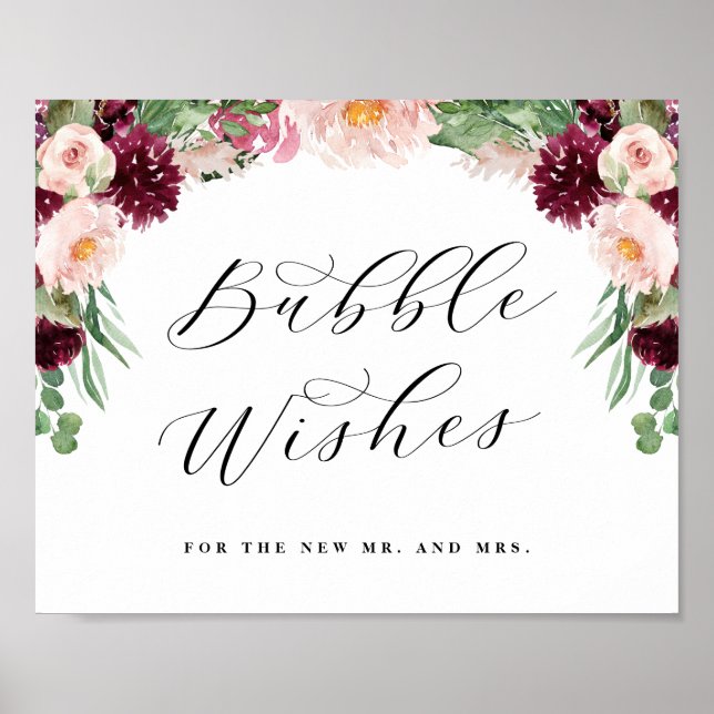 Adore Floral Bubbles Newlywed Sendoff Wedding Sign (Front)