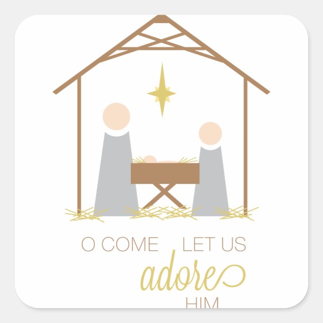 Adore Him Square Sticker (Front)