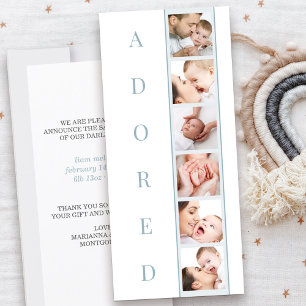 ADORED Stats Multi Photo Boy Birth Announcement