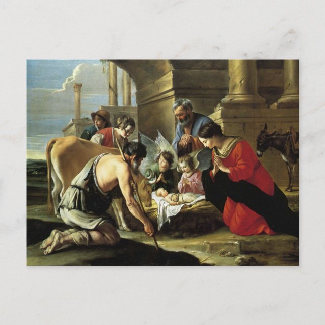 Adoring Shepherds 17th Century Postcard (Front)