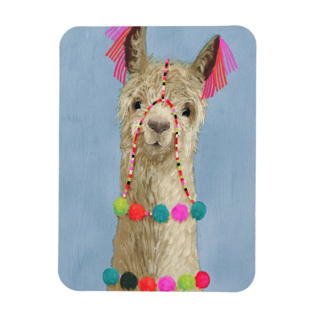 Adorned Llama - Beige Magnet (Vertical)