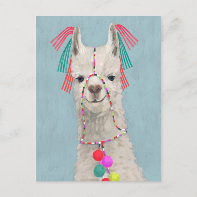 Adorned Llama - White Postcard (Front)