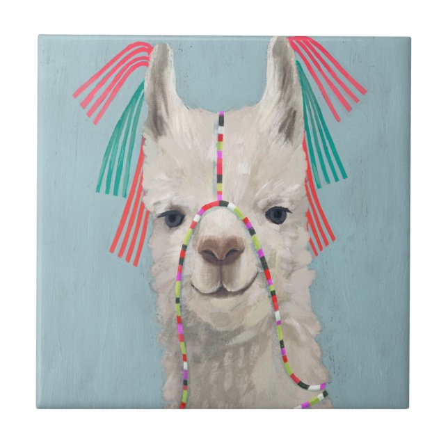 Adorned Llama - White Tile (Front)