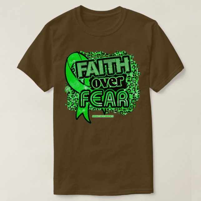 Adrenal Awareness Ribbon Faith Over Fear Leopard G T-Shirt (Design Front)