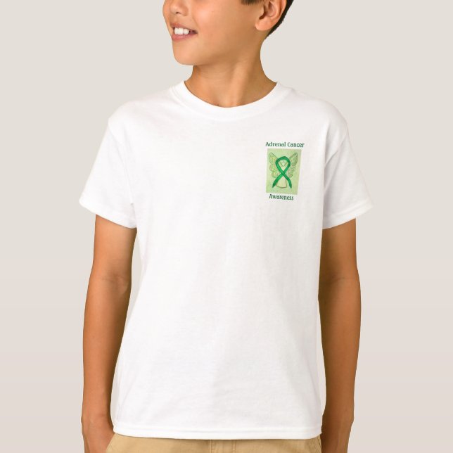 Adrenal Cancer Awareness Green Ribbon Angel Tee (Front)