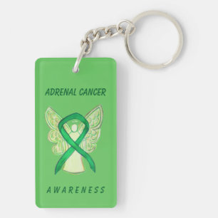 Adrenal Cancer Awareness Green Ribbon Keychain