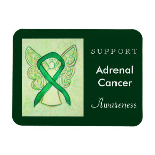 Adrenal Cancer Awareness Ribbon Angel Magnets