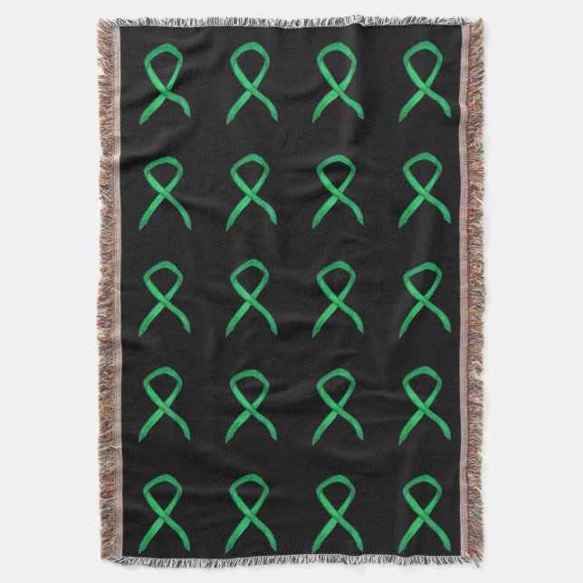 Adrenal Cancer Awareness Ribbon Art Throw Blankets (Front Vertical)