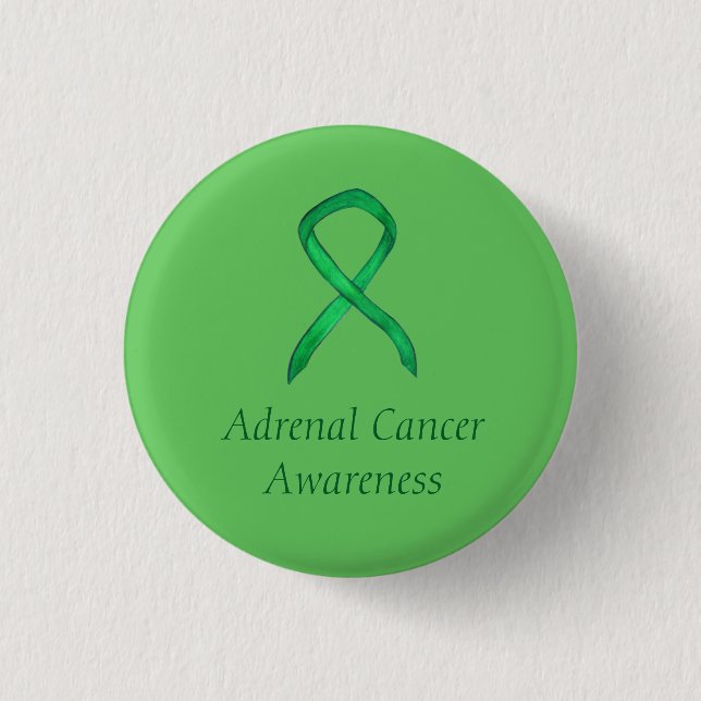 Adrenal Cancer Green Awareness Ribbon Pin (Front)