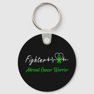 Adrenal Cancer Warrior Heartbeat Fighter Green Rib Key Ring