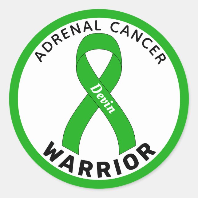 Adrenal Cancer Warrior Ribbon White Round Sticker (Front)