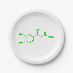 Adrenaline Molecular Chemical Formula Paper Plate