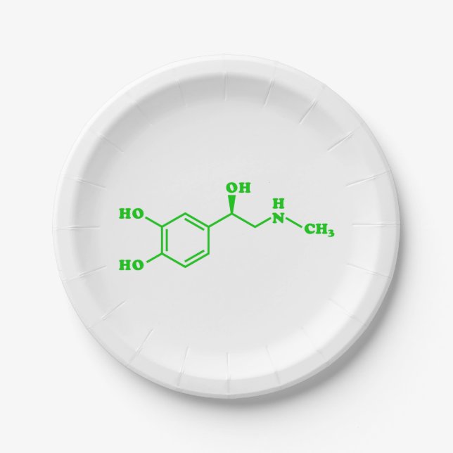 Adrenaline Molecular Chemical Formula Paper Plate (Front)