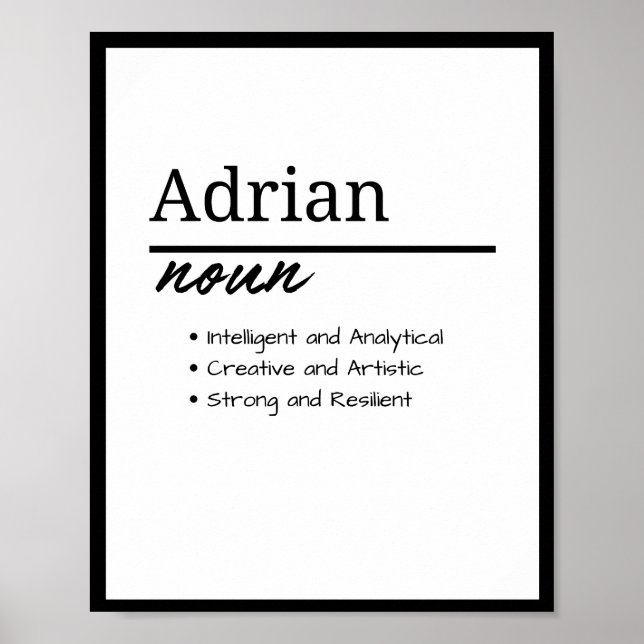 Adrian, Boy Personalised Name Definition  Poster (Front)