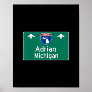 Adrian Michigan Mi Interstate Highway Vacation Sou Poster
