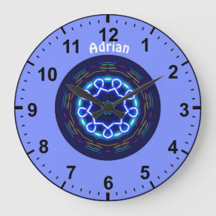 ADRIAN Personalised ~ Space Wheel Fractal ~ Large  Clock