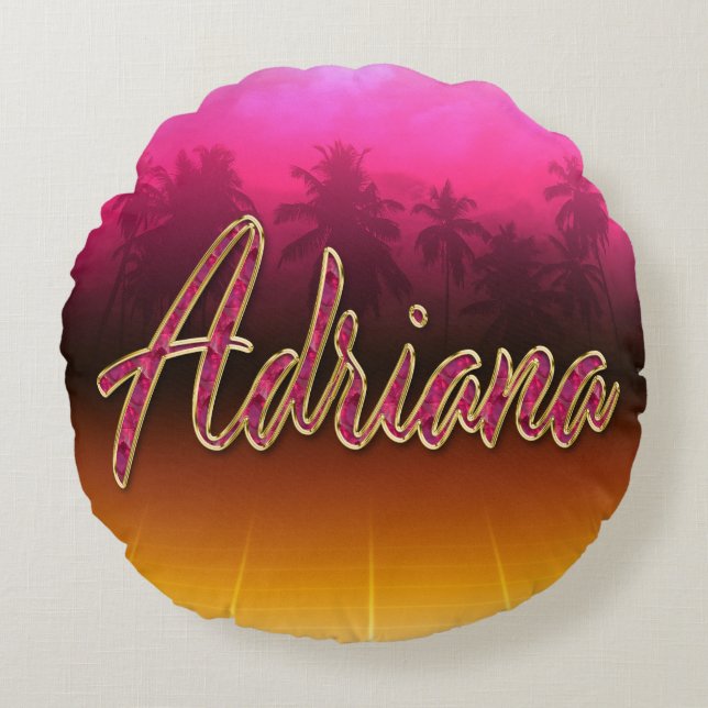 Adriana First name Golden pink pillows (Front)