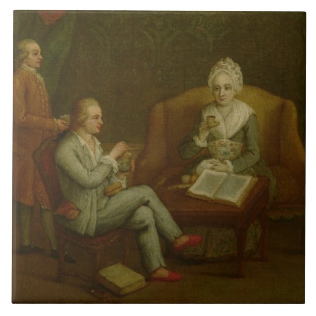 Adriana Giustinian Barbarigo and her Son Gerolamo Tile (Front)