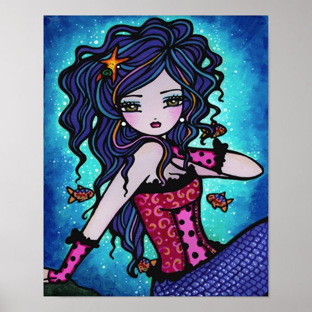 Adriana Mermaid Tropical Fantasy Art Poster (Front)
