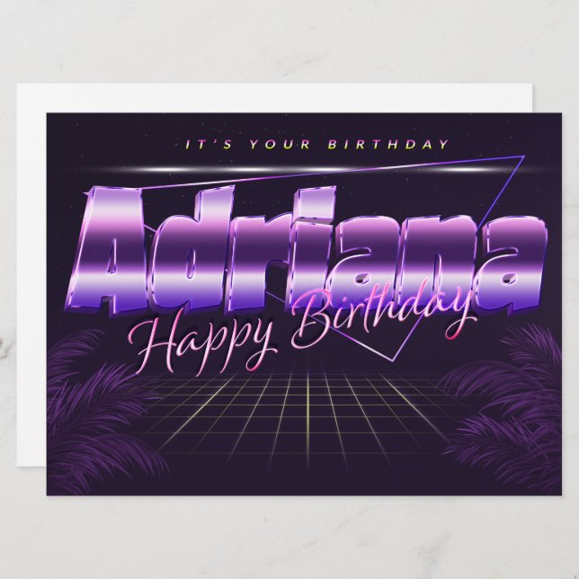 Adriana Name First name lila retro card Birthday (Front/Back)