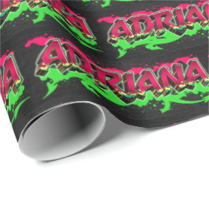 Adriana Vorname Name Graffiti red green Wrapping Paper