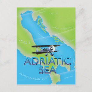 Adriatic Sea Flight map Postcard
