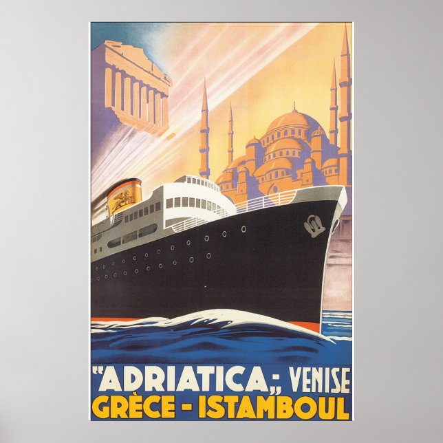 Adriatica Venise Grece Istamboul Vintage Travel Po Poster (Front)