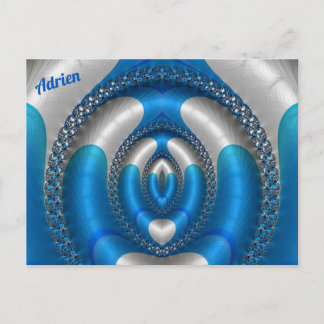 ADRIEN Bright!~ Blue White 3D Fractal Design ~ Postcard