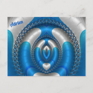 ADRIEN Bright!~  Blue White 3D Fractal Design ~  Postcard