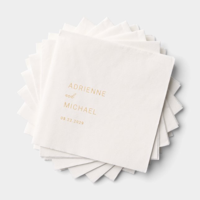Adrienne Simple Modern Wedding Foil Napkins (Insitu (Stacked))