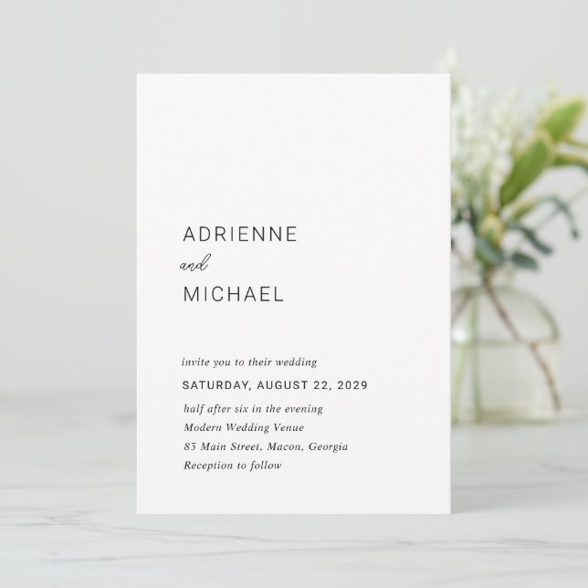 Adrienne Simple Modern Wedding Invitation (Standing Front)