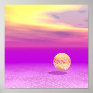 Adrift, Abstract Gold Violet Ocean Poster