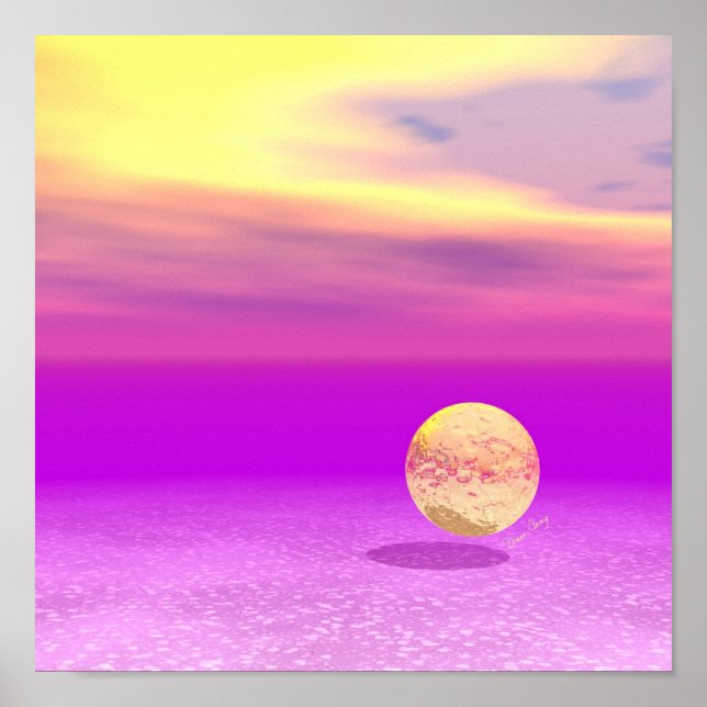 Adrift, Abstract Gold Violet Ocean Poster (Front)