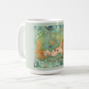 Adrift peaceful mermaid print by Renee Coffee Mug