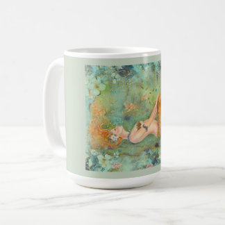 Adrift peaceful mermaid print by Renee Coffee Mug