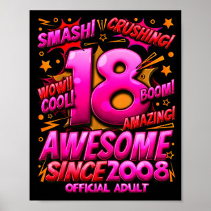 Adult 18 Year Old For Boys 18th Birthday Boy  Poster