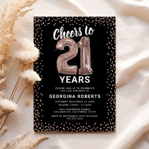Adult 21st Birthday Rose Gold Invitation