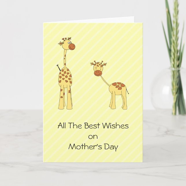 Adult and Baby Giraffe. Cartoon Card (Front)